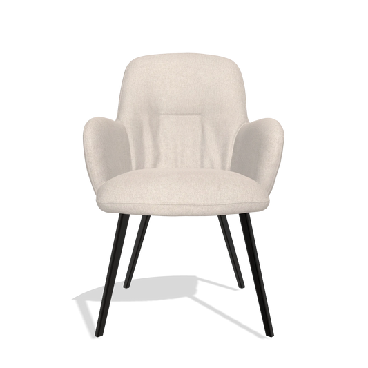 Chaise de salle à manger Mancini 6538 en tissu Guard 01 (gris clair), pieds en noir, vue de face