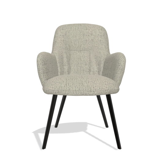 Chaise de salle à manger Mancini 6538 en tissu Horta 05 (grège), pieds en noir, vue de face