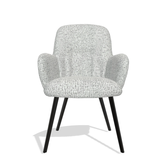 Chaise de salle à manger Mancini 6538 en tissu Horta 101 (gris clair), pieds en noir, vue de face