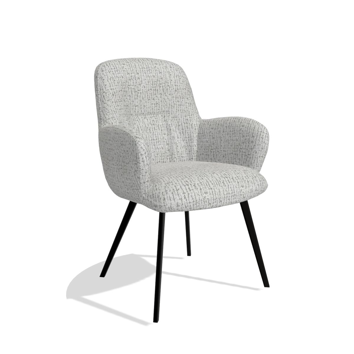 Dining Chair Mancini 6538 in Horta 106 fabric (light grey), black legs, angled view