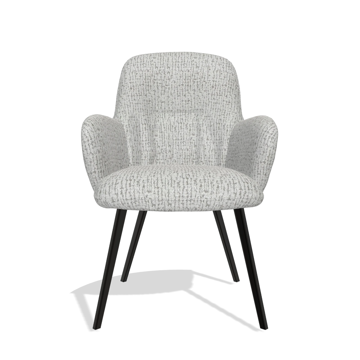 Dining Chair Mancini 6538 in Horta 106 fabric (light grey), black legs, front view