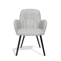 Dining Chair Mancini 6538 in Horta 106 fabric (light grey), black legs, front view