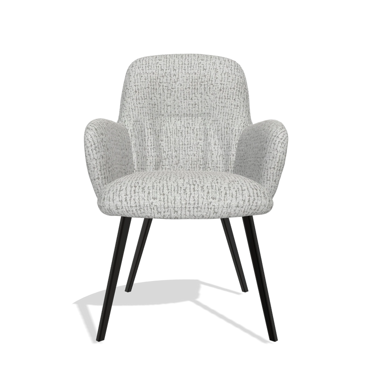 Dining Chair Mancini 6538 in Horta 106 fabric (light grey), black legs, front view