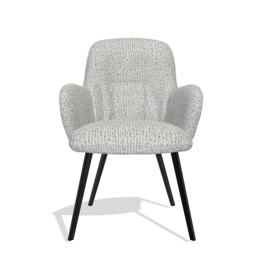 Chaise de salle à manger Mancini 6538 en tissu Horta 106 (gris clair), pieds en noir, vue de face