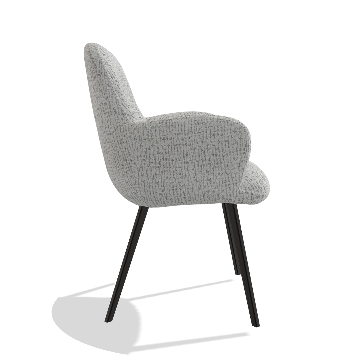 Dining Chair Mancini 6538 in Horta 106 fabric (light grey), black legs, side view