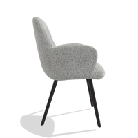 Dining Chair Mancini 6538 in Horta 106 fabric (light grey), black legs, side view