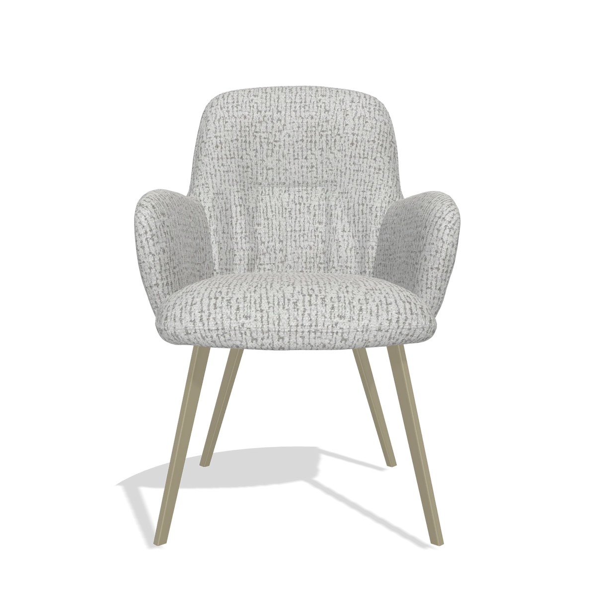 Dining Chair Mancini 6538 in Horta 106 fabric (light grey), champagne legs, front view