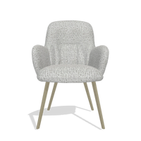 Dining Chair Mancini 6538 in Horta 106 fabric (light grey), champagne legs, front view