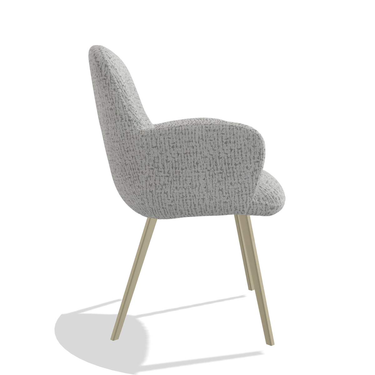 Dining Chair Mancini 6538 in Horta 106 fabric (light grey), champagne legs, side view