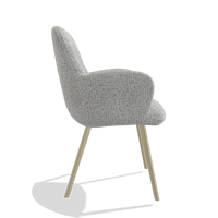Dining Chair Mancini 6538 in Horta 106 fabric (light grey), champagne legs, side view