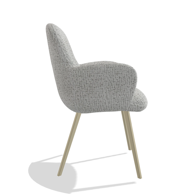 Dining Chair Mancini 6538 in Horta 106 fabric (light grey), champagne legs, side view