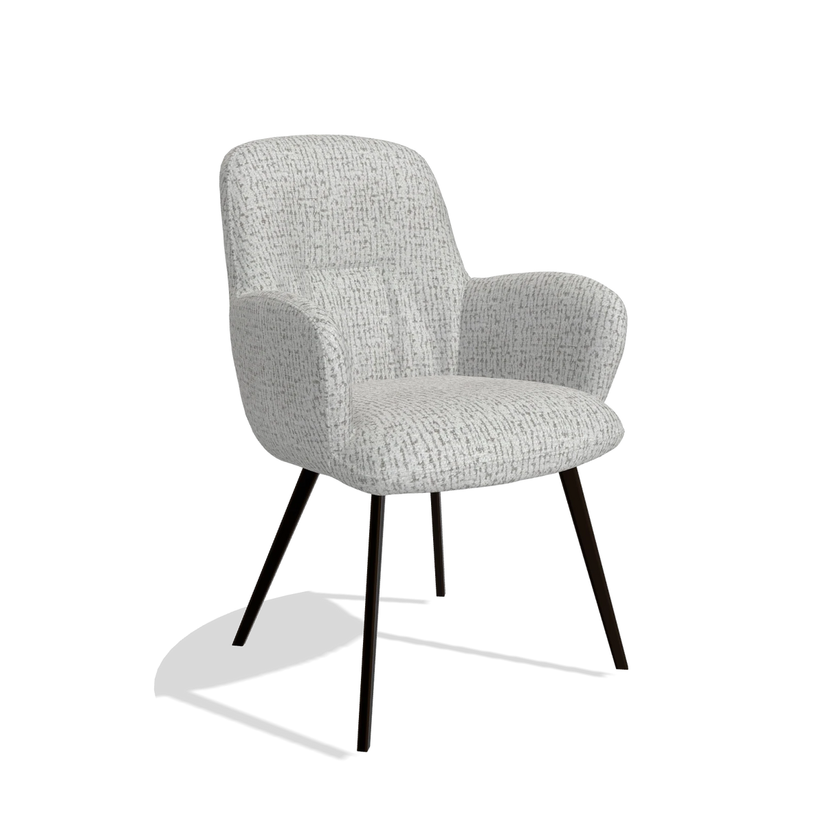 Dining Chair Mancini 6538 in Horta 106 fabric (light grey), espresso legs, angled view