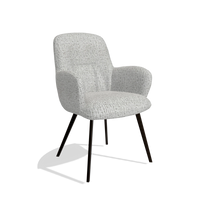 Dining Chair Mancini 6538 in Horta 106 fabric (light grey), espresso legs, angled view