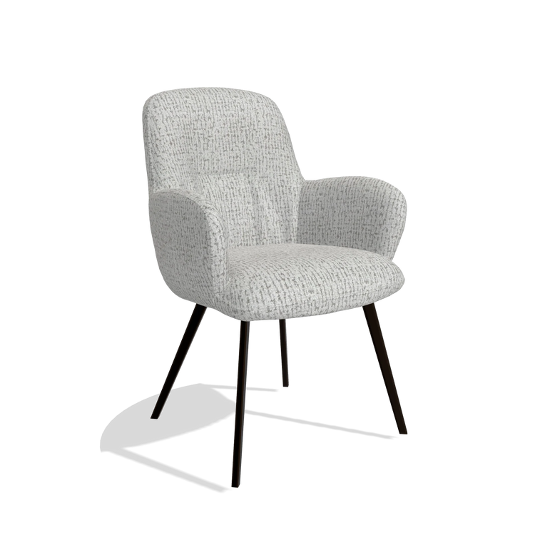Dining Chair Mancini 6538 in Horta 106 fabric (light grey), espresso legs, angled view