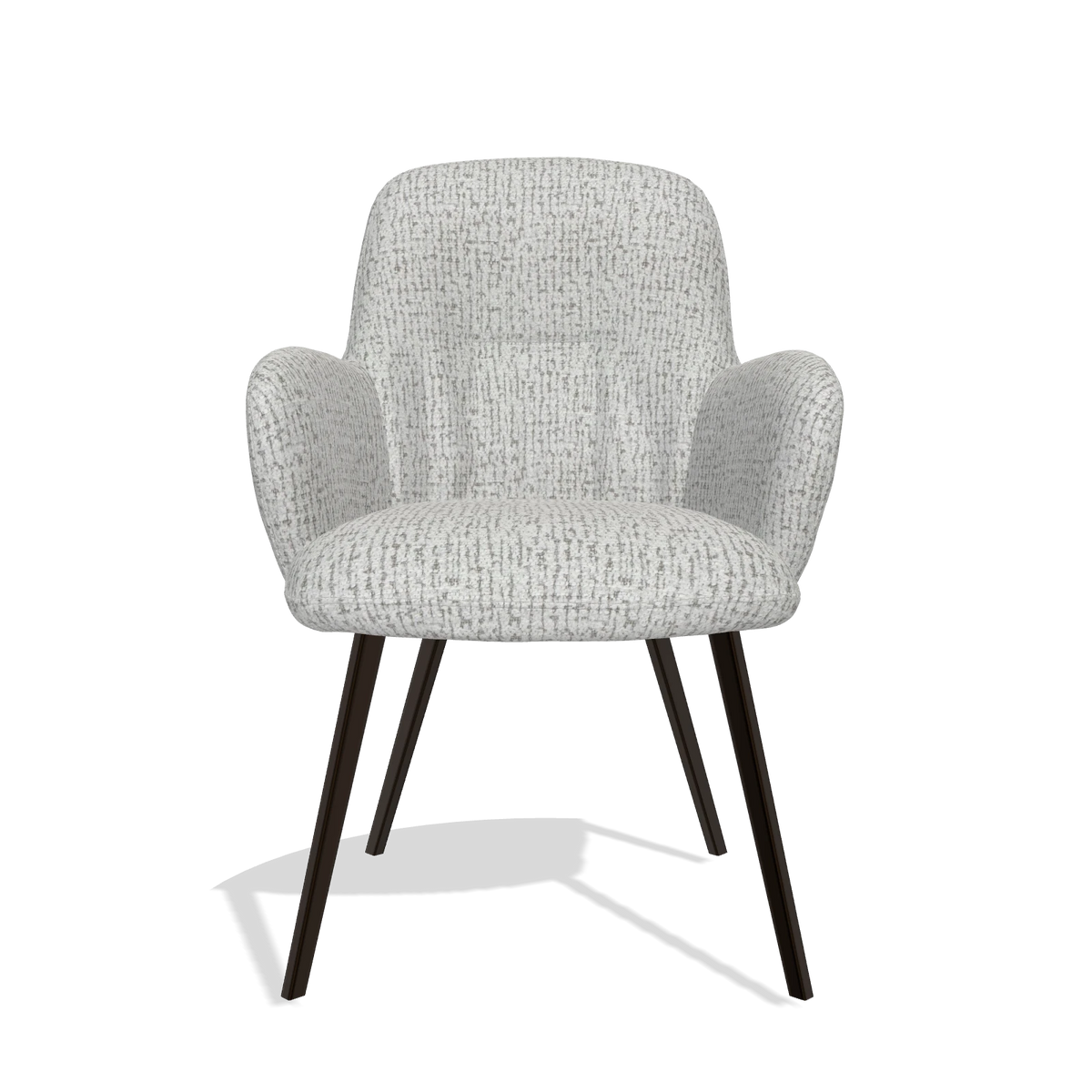 Dining Chair Mancini 6538 in Horta 106 fabric (light grey), espresso legs, front view
