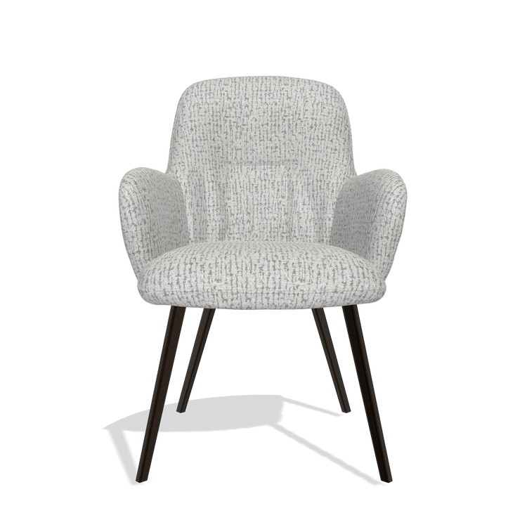Dining Chair Mancini 6538 in Horta 106 fabric (light grey), espresso legs, front view