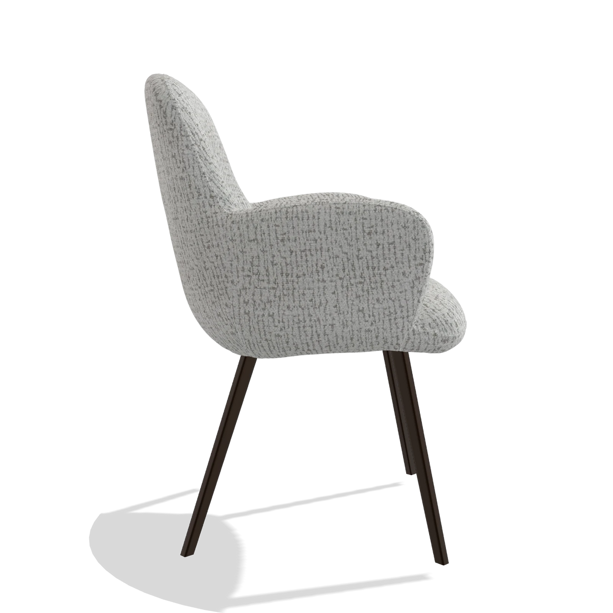 Dining Chair Mancini 6538 in Horta 106 fabric (light grey), espresso legs, side view