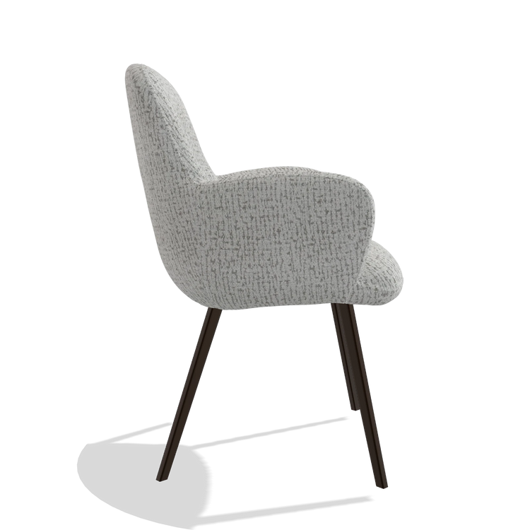 Dining Chair Mancini 6538 in Horta 106 fabric (light grey), espresso legs, side view