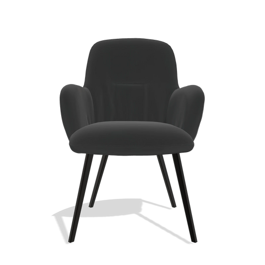 Chaise de salle à manger Mancini 6538 en Cuir A804 (noir), pieds en noir, vue de face