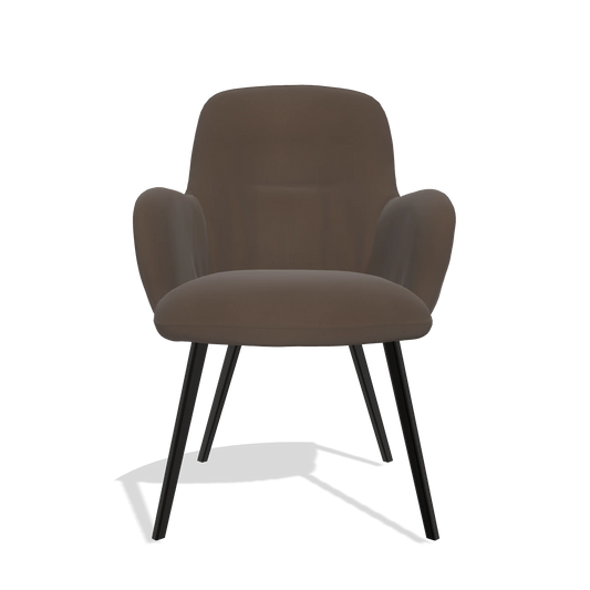 Chaise de salle à manger Mancini 6538 en Cuir A825 (marron), pieds en noir, vue de face