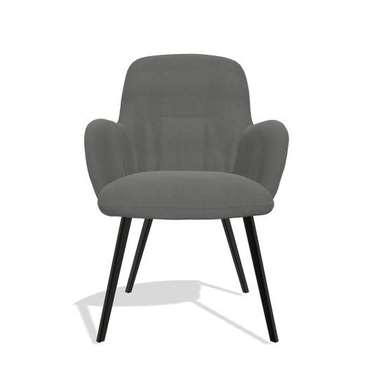 Chaise de salle à manger Mancini 6538 en Cuir B400 (gris foncé), pieds en noir, vue de face