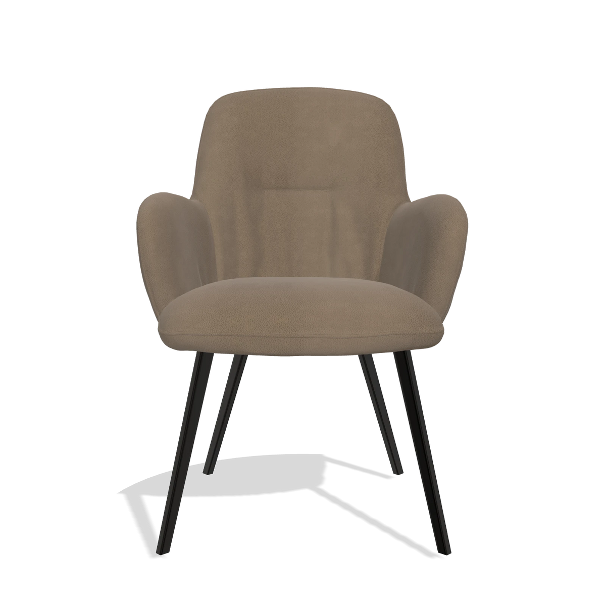 Esszimmerstuhl Mancini 6538 in Leder B402 (Taupe), Beine in Schwarz, Vorderansicht