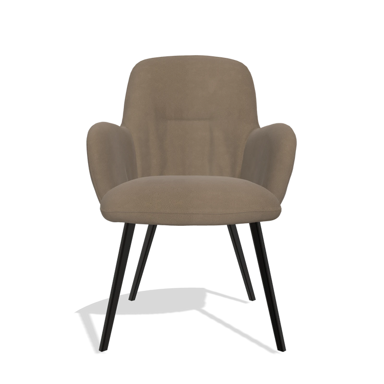 Esszimmerstuhl Mancini 6538 in Leder B402 (Taupe), Beine in Schwarz, Vorderansicht