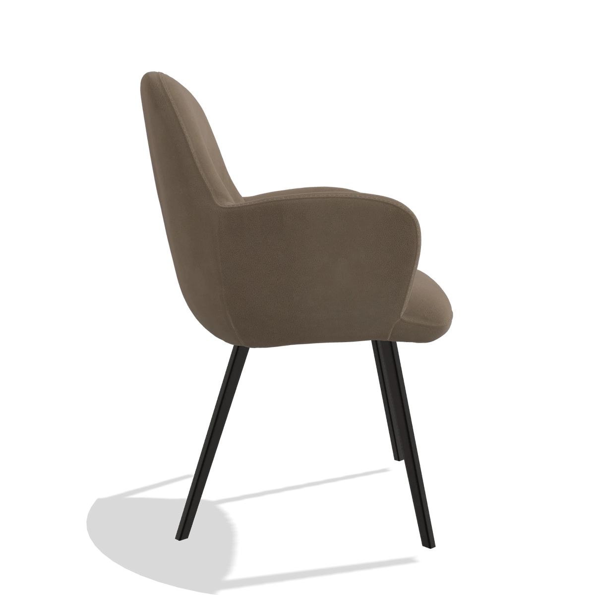 Esszimmerstuhl Mancini 6538 in Leder B402 (Taupe), Beine in Schwarz, Seitenansicht