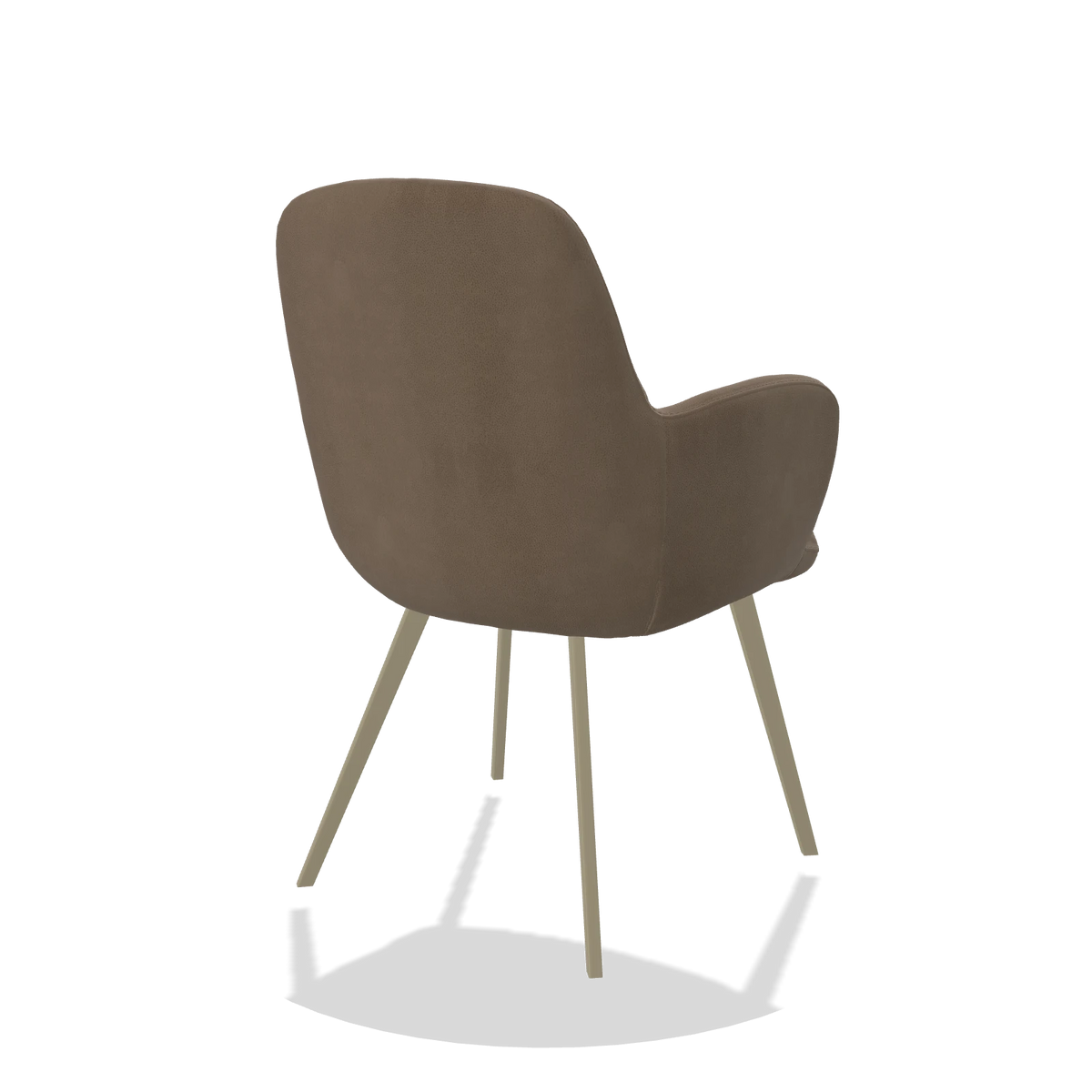 Esszimmerstuhl Mancini 6538 in Leder B402 (Taupe), Beine in Champagner, Schrägansicht von hinten
