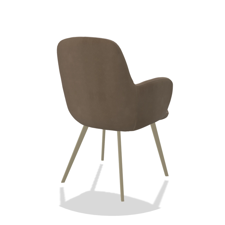 Esszimmerstuhl Mancini 6538 in Leder B402 (Taupe), Beine in Champagner, Schrägansicht von hinten