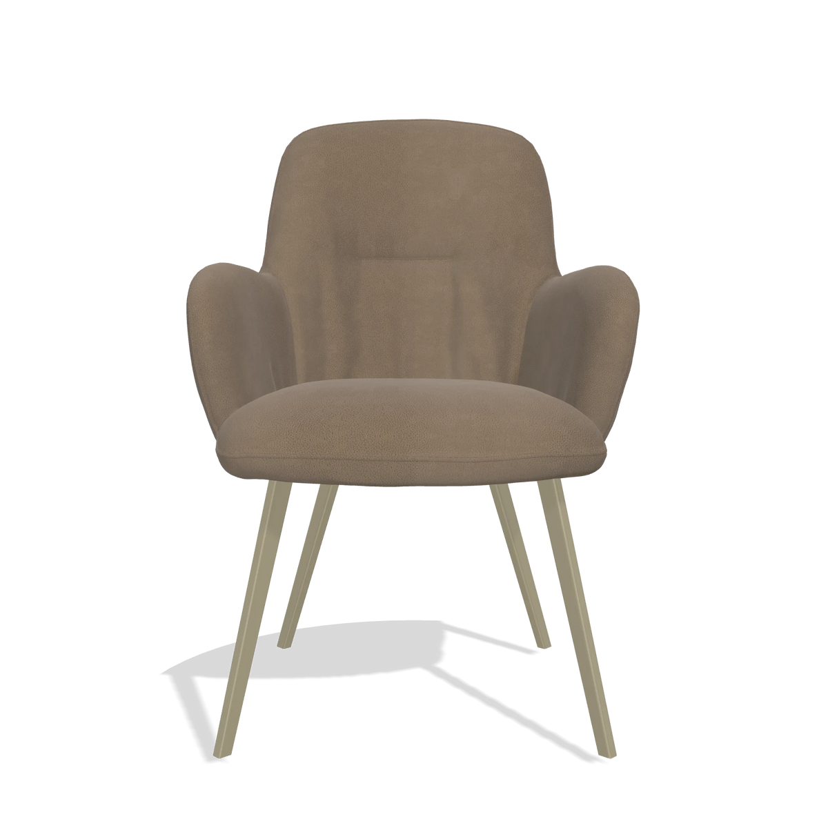 Esszimmerstuhl Mancini 6538 in Leder B402 (Taupe), Beine in Champagner, Vorderansicht