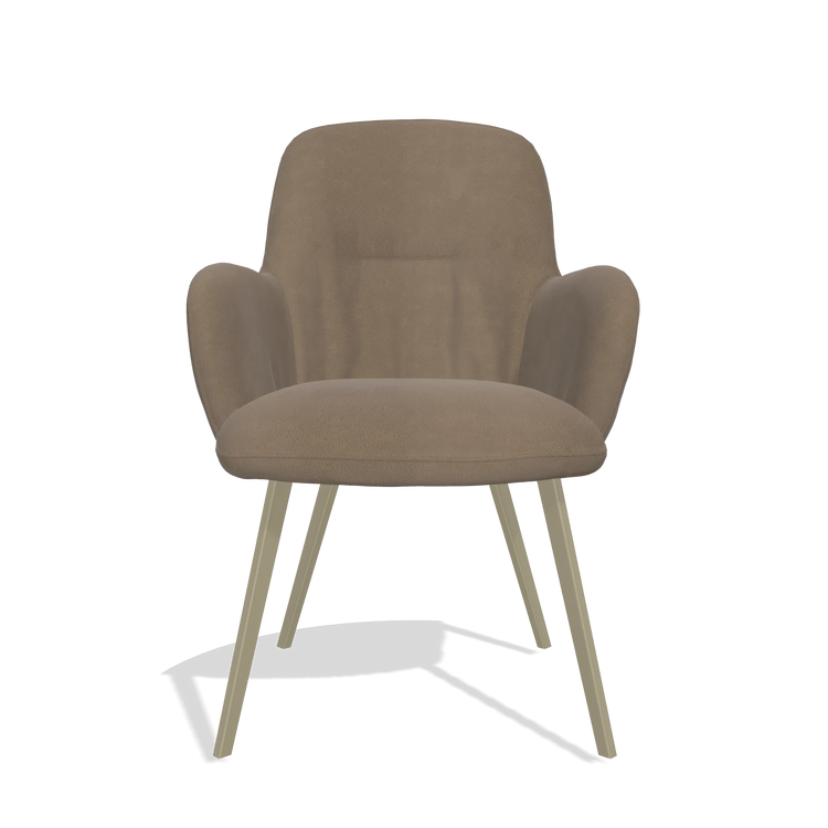 Esszimmerstuhl Mancini 6538 in Leder B402 (Taupe), Beine in Champagner, Vorderansicht