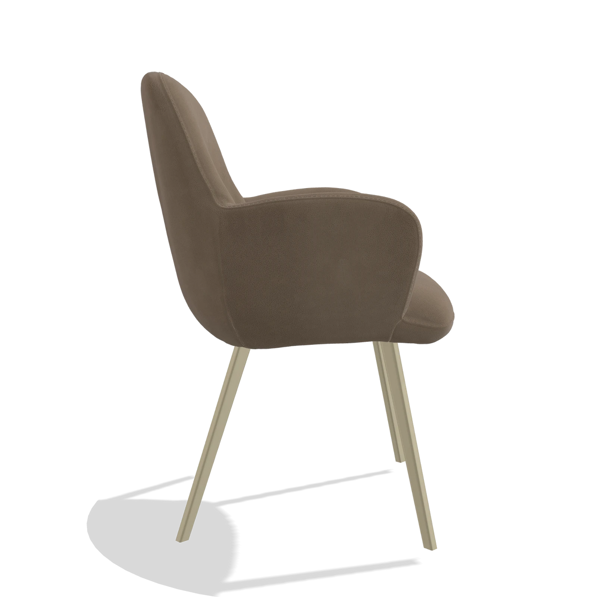 Esszimmerstuhl Mancini 6538 in Leder B402 (Taupe), Beine in Champagner, Seitenansicht
