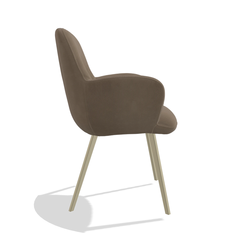 Esszimmerstuhl Mancini 6538 in Leder B402 (Taupe), Beine in Champagner, Seitenansicht