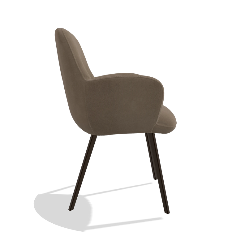 Esszimmerstuhl Mancini 6538 in Leder B402 (Taupe), Beine in Espresso, Seitenansicht