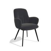 Esszimmerstuhl Mancini 6538 in Leder B500 (Schwarz), Beine in Schwarz, Schrägansicht