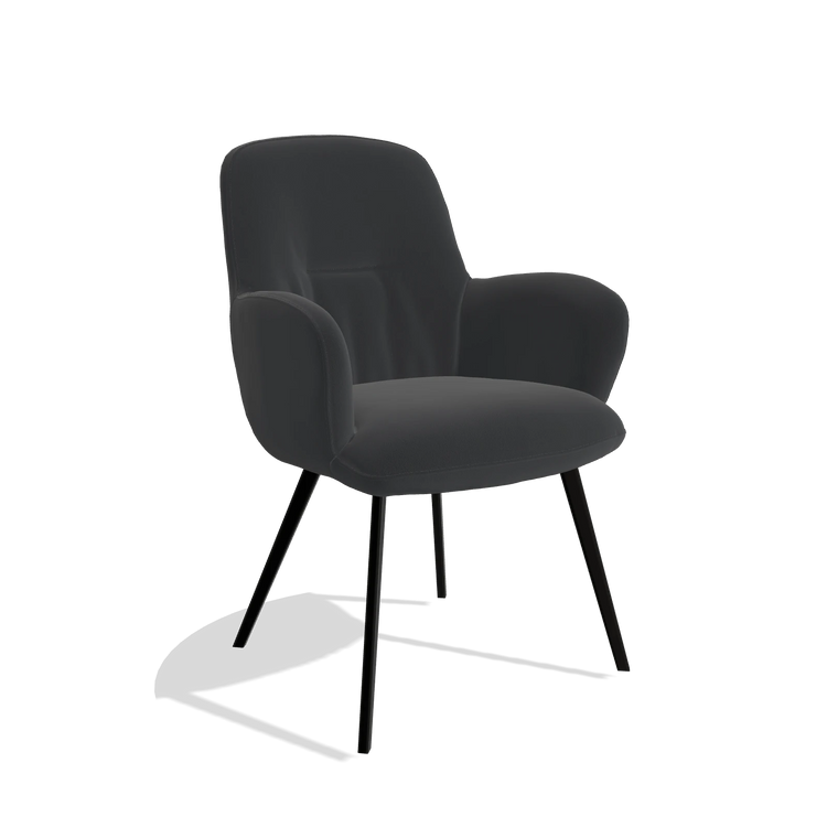 Esszimmerstuhl Mancini 6538 in Leder B500 (Schwarz), Beine in Schwarz, Schrägansicht