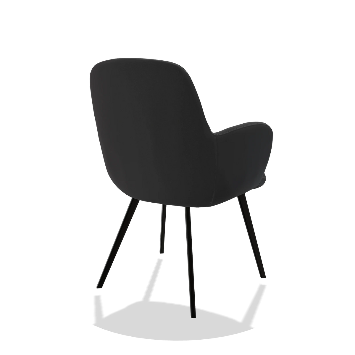 Esszimmerstuhl Mancini 6538 in Leder B500 (Schwarz), Beine in Schwarz, Schrägansicht von hinten