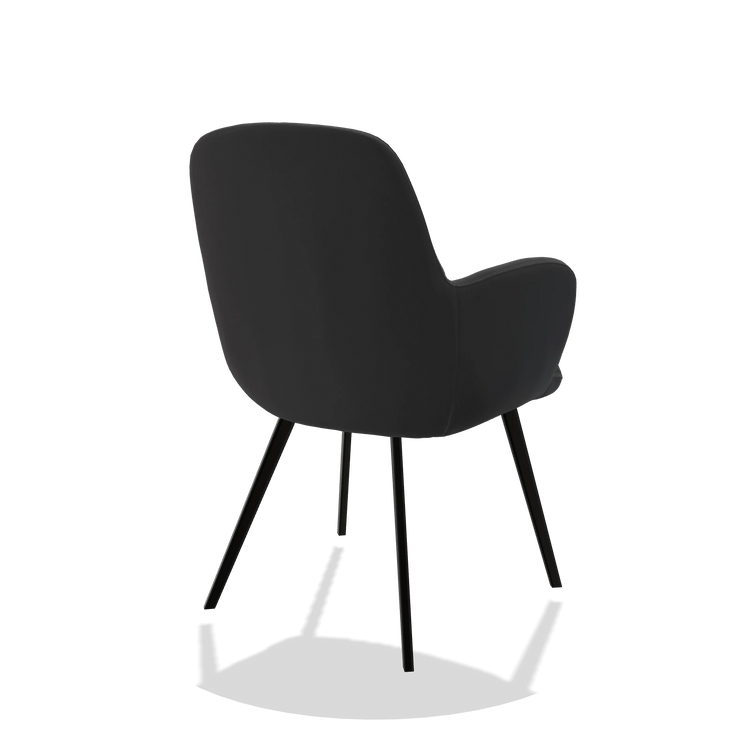 Esszimmerstuhl Mancini 6538 in Leder B500 (Schwarz), Beine in Schwarz, Schrägansicht von hinten