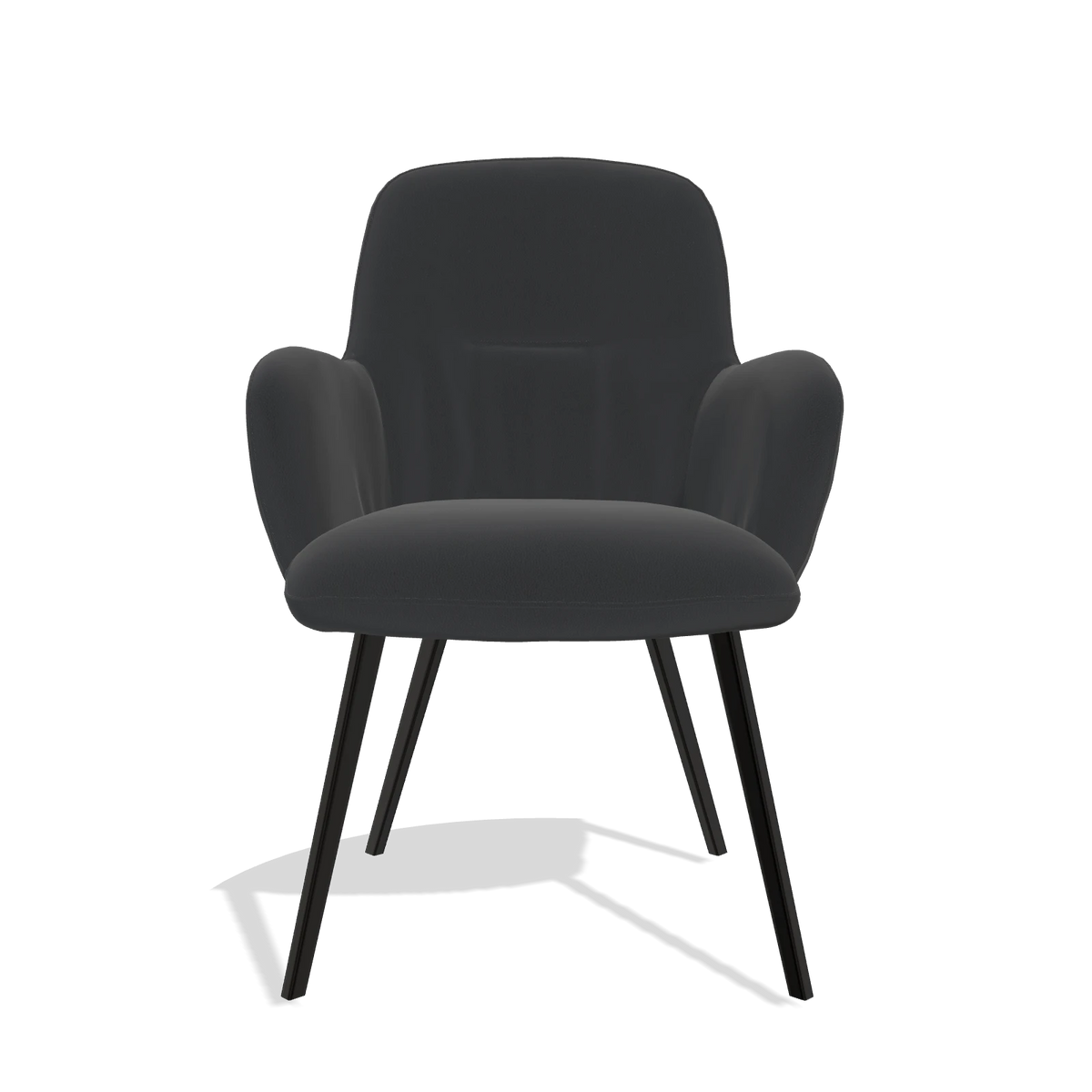 Esszimmerstuhl Mancini 6538 in Leder B500 (Schwarz), Beine in Schwarz, Vorderansicht