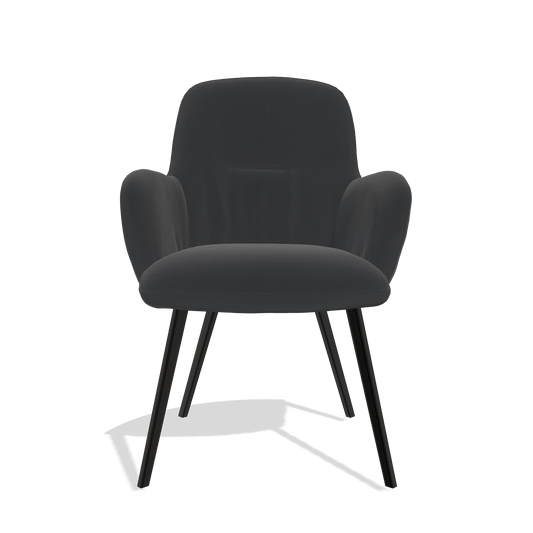 Chaise de salle à manger Mancini 6538 en Cuir B500 (noir), pieds en noir, vue de face