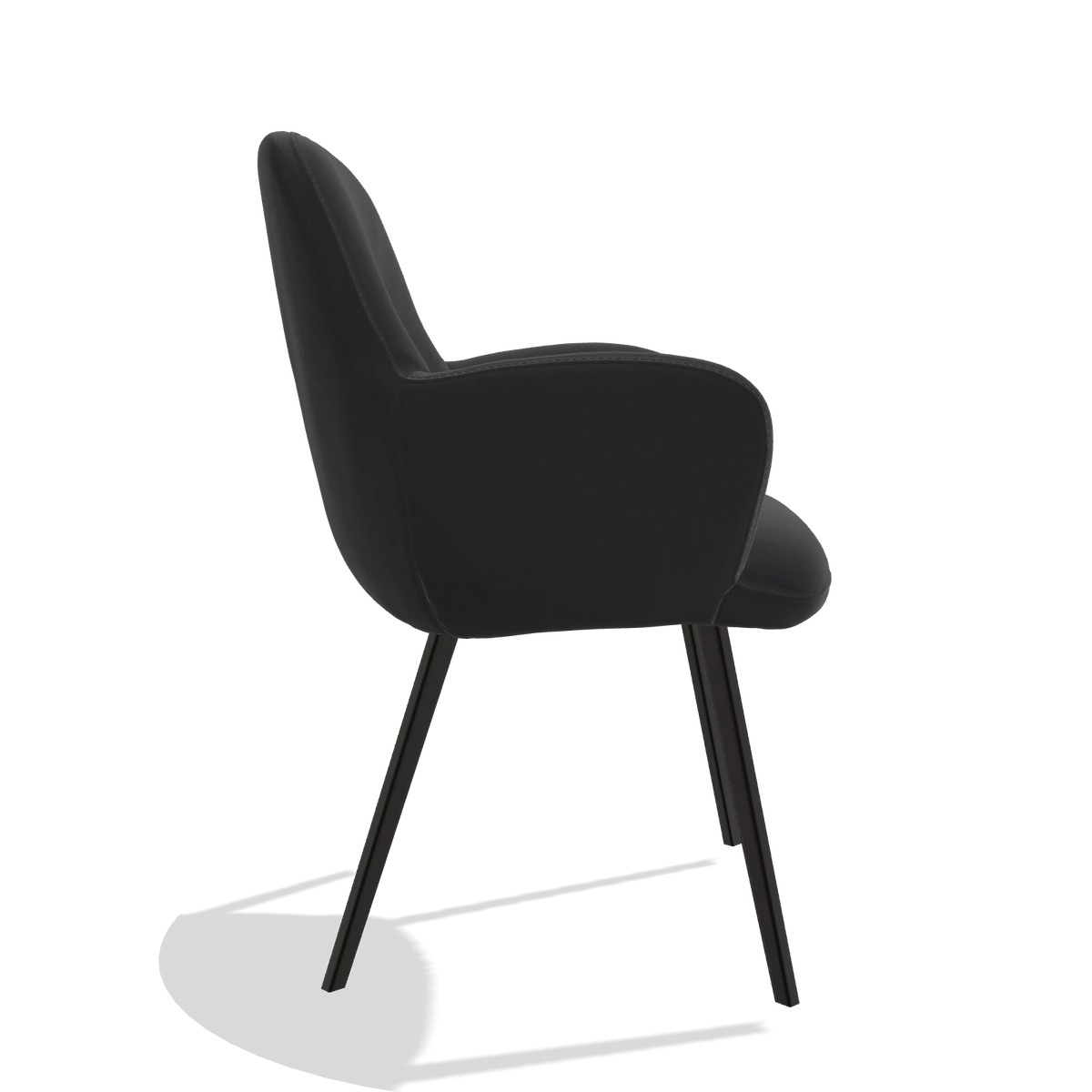 Esszimmerstuhl Mancini 6538 in Leder B500 (Schwarz), Beine in Schwarz, Seitenansicht
