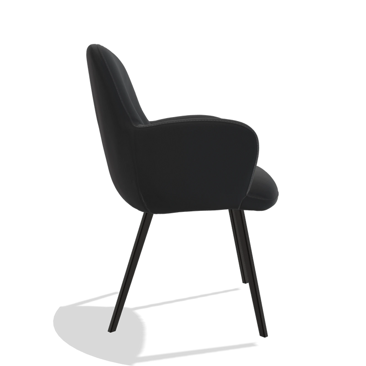 Esszimmerstuhl Mancini 6538 in Leder B500 (Schwarz), Beine in Schwarz, Seitenansicht