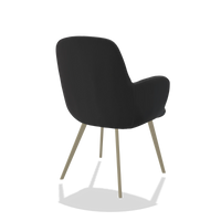 Esszimmerstuhl Mancini 6538 in Leder B500 (Schwarz), Beine in Champagner, Schrägansicht von hinten