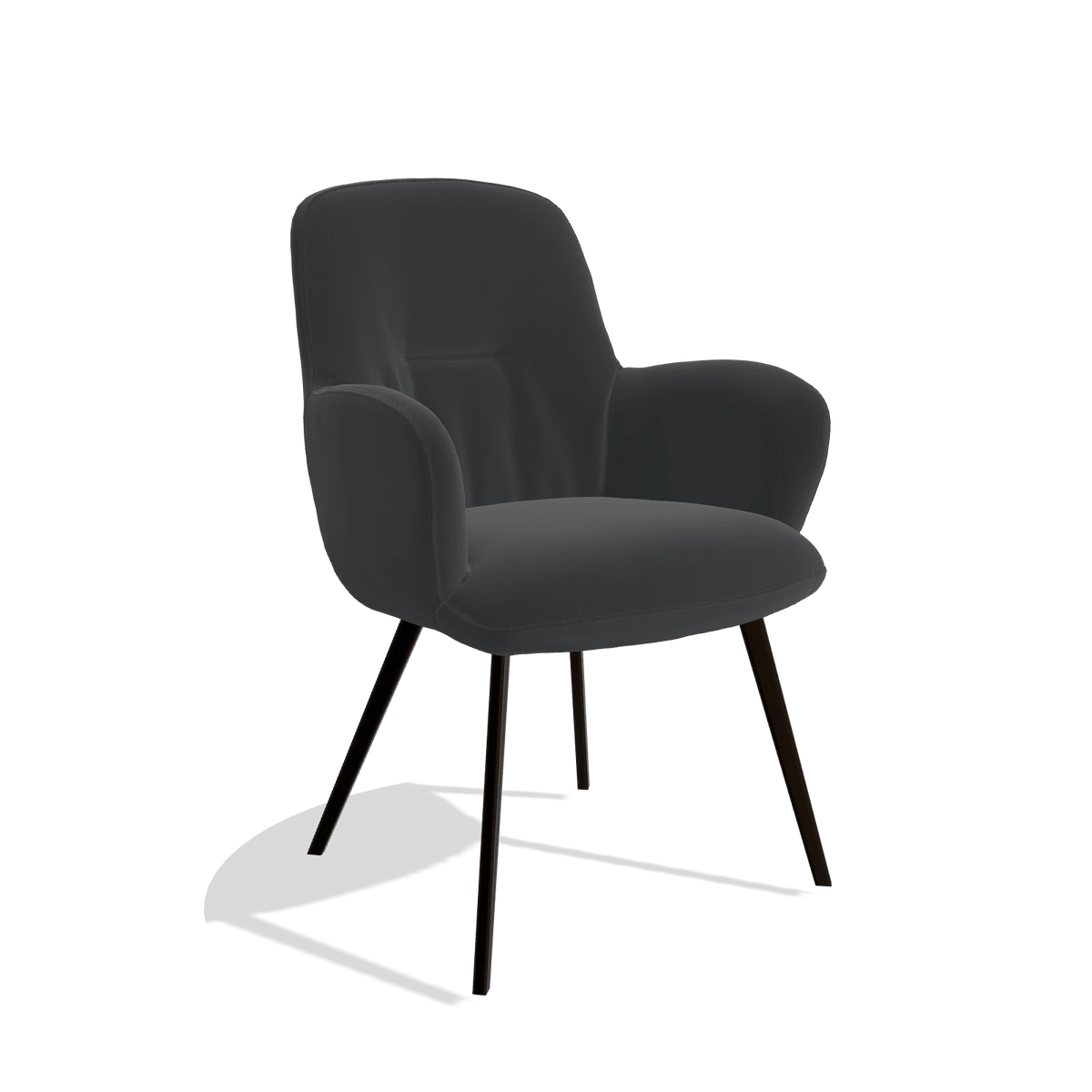 Esszimmerstuhl Mancini 6538 in Leder B500 (Schwarz), Beine in Espresso, Schrägansicht