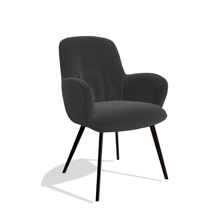 Esszimmerstuhl Mancini 6538 in Leder B500 (Schwarz), Beine in Espresso, Schrägansicht