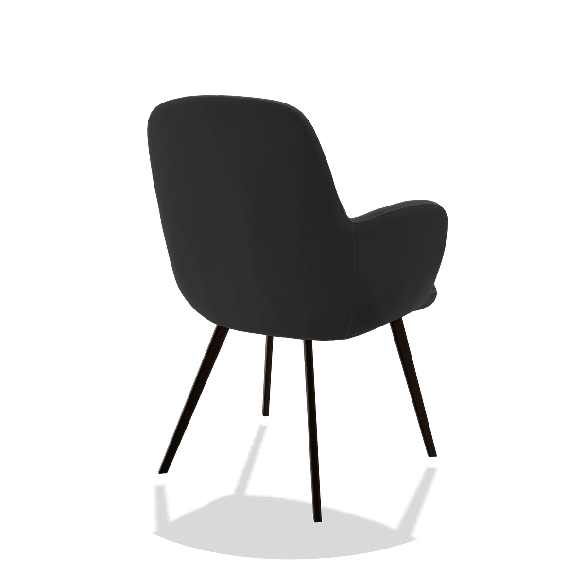 Esszimmerstuhl Mancini 6538 in Leder B500 (Schwarz), Beine in Espresso, Schrägansicht von hinten