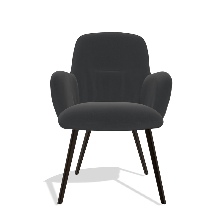 Esszimmerstuhl Mancini 6538 in Leder B500 (Schwarz), Beine in Espresso, Vorderansicht