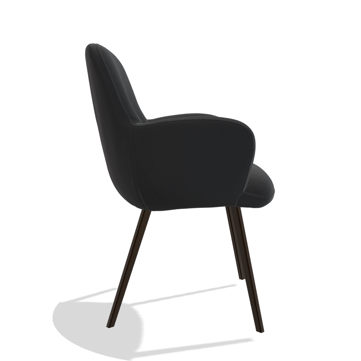 Esszimmerstuhl Mancini 6538 in Leder B500 (Schwarz), Beine in Espresso, Seitenansicht