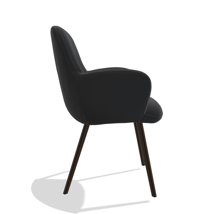 Esszimmerstuhl Mancini 6538 in Leder B500 (Schwarz), Beine in Espresso, Seitenansicht